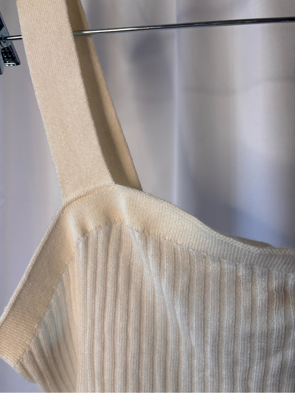 Marled Cream Ribbed Square-Neck Tank - Picture 3 of 5